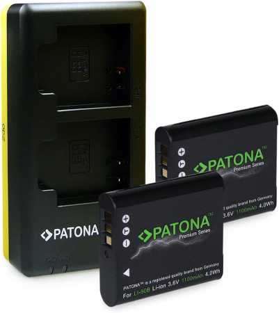 Pachete Promo - Pachet Incarcator Patona Dual USB, 2x Acumulator Patona Premium Li-90B pentru Olympus Tough TG1, TG6
