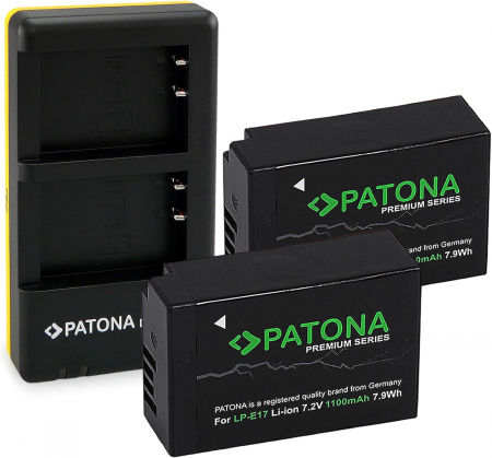 Pachete Promo - Pachet Incarcator Patona Dual USB, 2x Acumulator Patona Premium LP-E17 pentru Canon EOS 750D, 760D