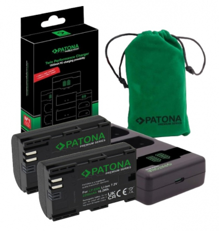 Pachete Promo - Pachet Incarcator Patona Premium Dual Performance PD, 2 x Acumulatori Patona Premium LP-E6N pentru Canon EOS R6 80D 90D
