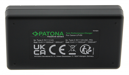 Pachet Incarcator Patona Premium Dual Performance PD, 2 x Acumulatori Patona Premium LP-E6N pentru Canon EOS R6 80D 90D [3]