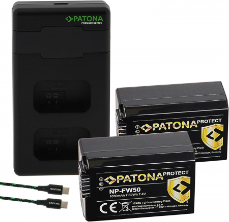 Pachete Promo - Pachet Incarcator Patona Premium Dual Performance PD, 2 x Acumulatori Patona Protect pentru Sony NP-FW50