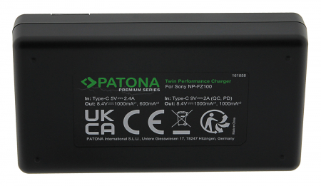 Pachet Incarcator Patona Premium Dual Performance PD LCD port USB-C, 2 x Acumulatori Patona Premium NP-FZ100 pentru Sony Alpha A9 II A7 III [3]