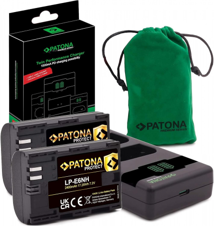 Pachete Promo - Pachet Incarcator PD Performance si 2 x Acumulatori Patona Protect LP-E6NH pentru Canon EOS R5 R6