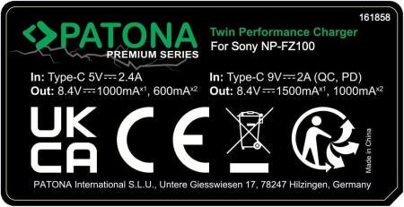 Pachet Incarcator PD Performance si 2 x Acumulatori Patona Protect NP-FZ100 pentru Sony A9 II A7R III [7]