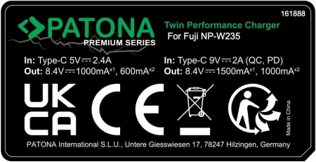 Pachet Incarcator PD Performance si 2 x Acumulatori Patona Protect NP-W235 pentru Fuji X-T4 [9]
