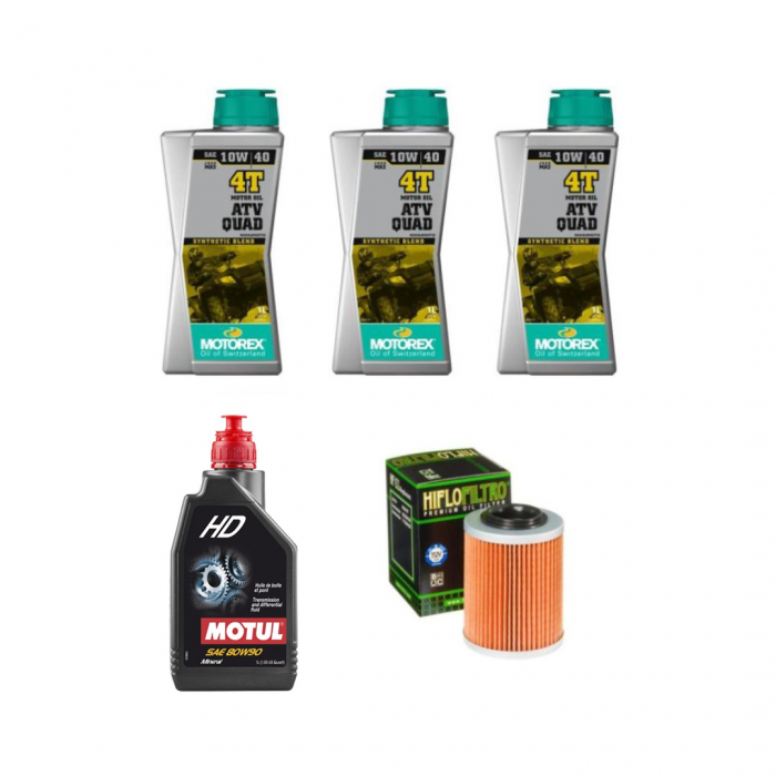 PACHET REVIZIE ATV CF-MOTO 3X ULEI MOTOR MOTOREX 10W40 , ULEI CUTIE MOTUL HD 80W90 SI HIFLO FILTRU HF152 [1]