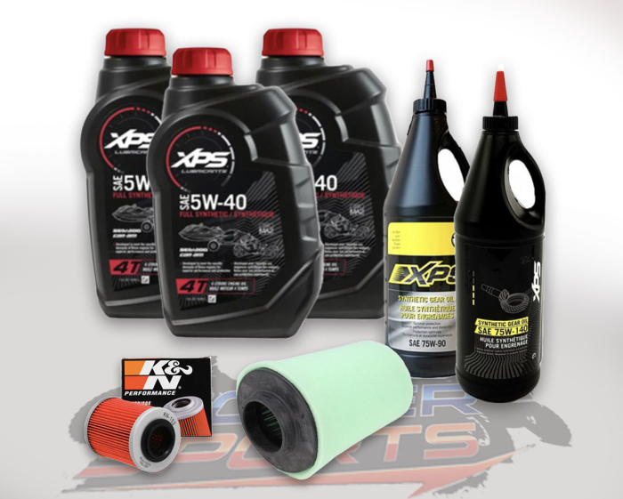 Pachet revizie atv can am G1 outlander 3 x XPS can am ulei 5w40 BRP, ULEI GRUP FATA XPS 75W90, ULEI GRUP SPATE SI CUTIE 75W140 FILTRU ULEI K&N, FILTRU AER AFTERMARKET [1]