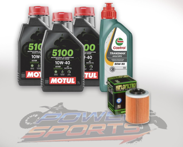 PACHET REVIZIE ATV CF MOTO CFORCE, 3X ULEI MOTOR MOTUL 5100 10W40, ULEI CUTIE CASTROL 80W90 SI HIFLO FILTRU HF15 [1]