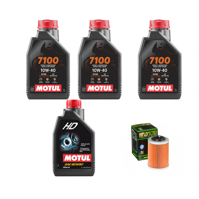 PACHET REVIZIE ATV  LINHAI 570-M567  3X ULEI MOTOR MOTUL 7100 10W40, ULEI CUTIE MOTUL HD 80W90 SI HIFLO FILTRU HF152 [1]