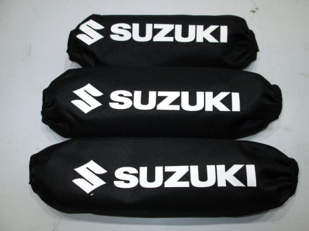 ACCESORII ATV - AFTERMARKET SET PROTECTII AMORTIZOARE SUZUKI ALB-NEGRU
