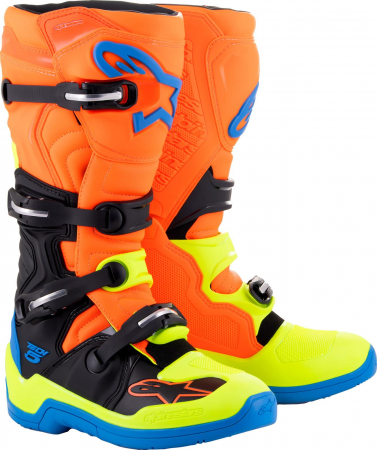 Lichidare stoc - ALPINESTARS CIZME TECH 5 PORTOCALIU/ALBASTRU/GALBEN