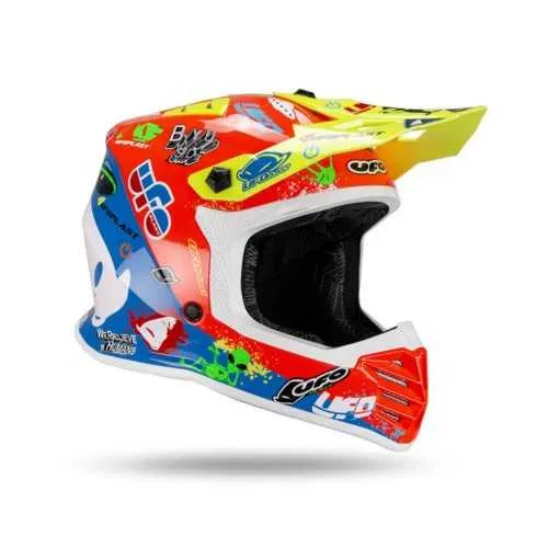Casti de copii - Cască Copii Motocross / Enduro UFO Plast Korey Rosu/Albastru/Galben