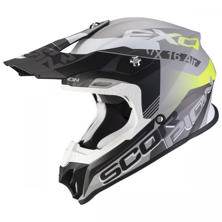 Cross/Enduro - CASCA CROSS-ENDURO SCORPION EXO VX-16 ARHUS ARGINTIU MAT GALBEN
