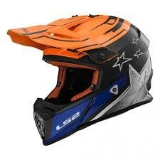 Cross/Enduro - CASCA LS2 MX437 FAST CORE, NEGRU PORTOCALIU