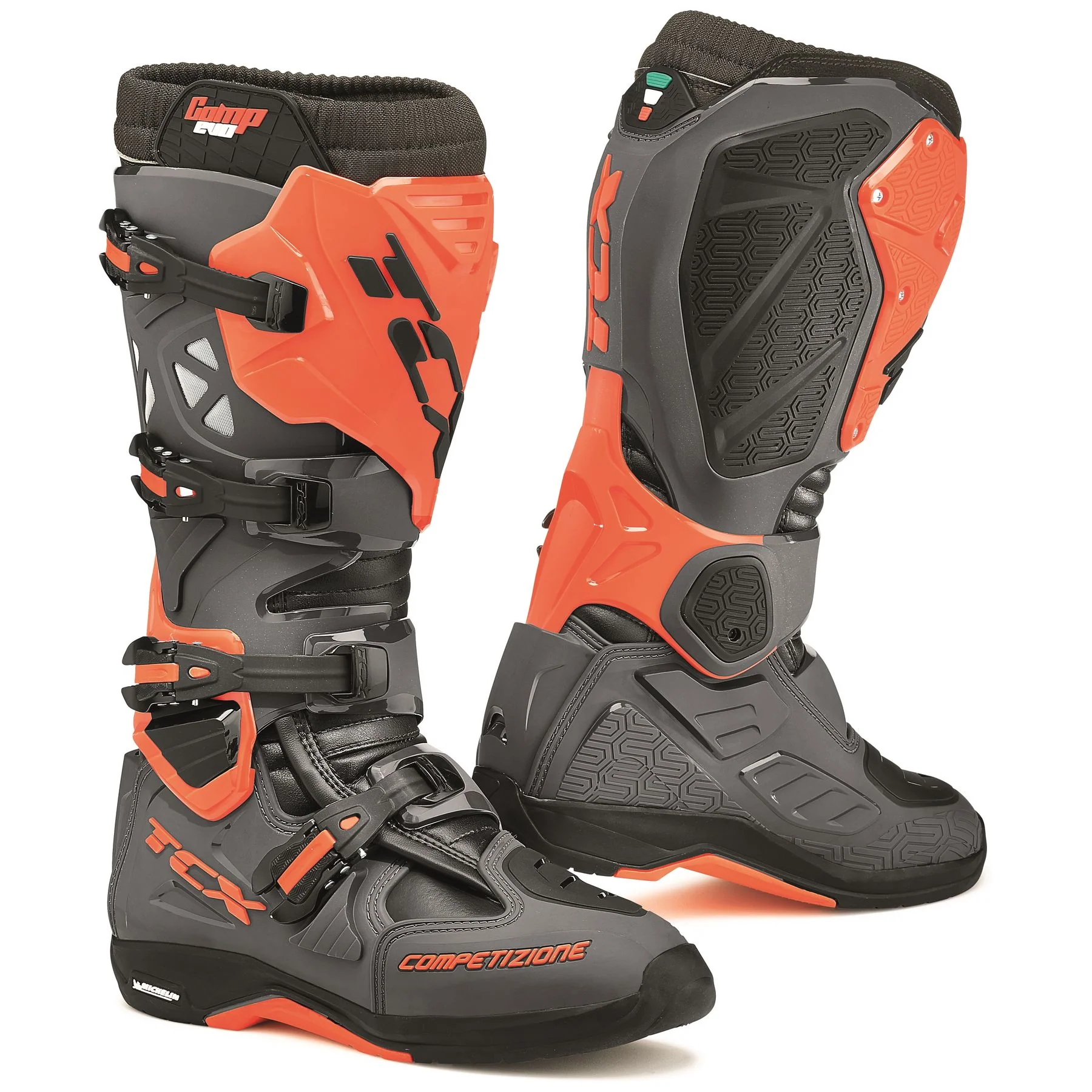 Echipamente Moto - CIZME CROSS-ENDURO TCX COMP EVO 2 MICHELIN 42 GRI/PORTOCALIU