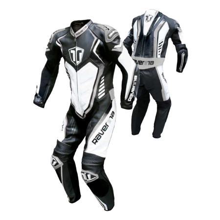 Combinezoane Piele - Costum Moto Piele Ravenna Racing MISANO Negru/Alb/Gri – Combinezon