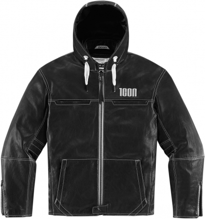 Geci - GEACA PIELE ICON HOOD NEGRU L