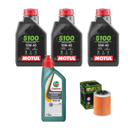 Pachet revizie - PACHET REVIZIE ATV CF MOTO CFORCE, 3X ULEI MOTOR MOTUL 5100 10W40, ULEI CUTIE CASTROL 80W90 SI HIFLO FILTRU HF15
