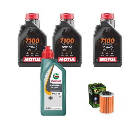 Pachet revizie - PACHET REVIZIE ATV  LINHAI 570-M567  3X ULEI MOTOR MOTUL 7100 10W40, ULEI CUTIE CASTROL 80W90 SI HIFLO FILTRU HF152