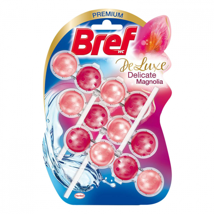 BREF TOILET FRESHENER 3*50GR BLUE AKTIV DE LUXE DELICATE MAGNOLIA [1]