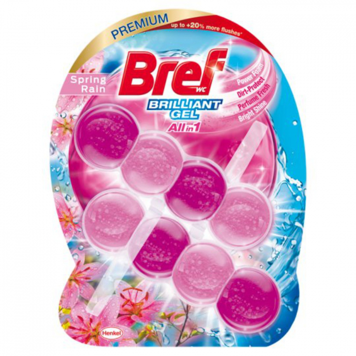 BREF TOILET FRESHENER GEL 2*42GR BRILLIANT ALL IN1 SPRING RAIN [1]