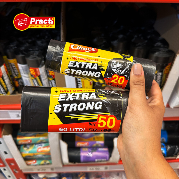 CLINOX SACI MENAJERI EXTRA STRONG 60L/20BUC HDPE NEGRI [3]