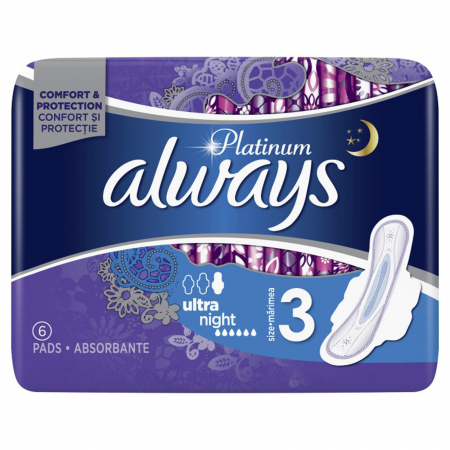  Absorbant - ALWAYS PLATINUM NIGHT 6BUC/SET SIZE3