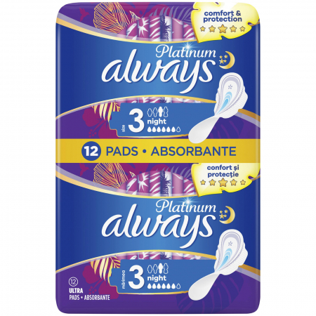  Absorbant - ALWAYS PLATINUM NIGHT DUO 12BUC/SET SIZE3