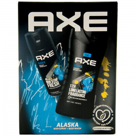  Pachete de cadouri - AXE CASETA MEN (DEO SPRAY 150ML+GEL DUS 250ML) ALASKA