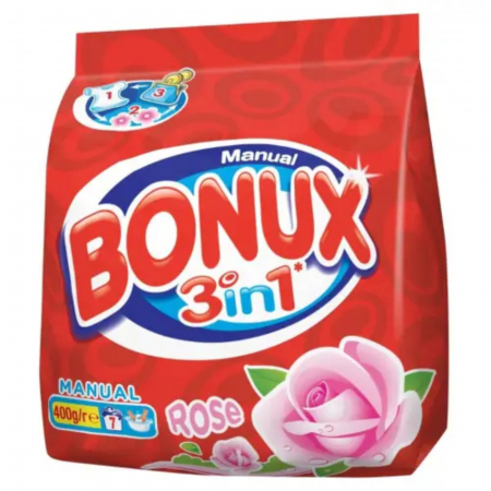  Detergent (rufe) - BONUX DETERGENT MANUAL 400GR 3IN1 RADIANT ROSE
