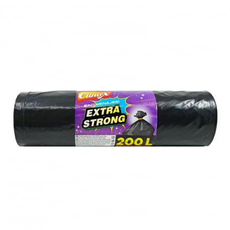  Sac menajer - CLINOX SACI MENAJERI EXTRA STRONG 200L/10BUC LDPE NEGRI (90*122CM) ETICHETA MOV