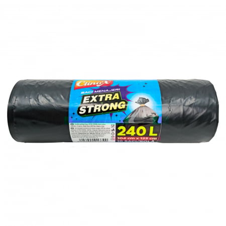  Sac menajer - CLINOX SACI MENAJERI EXTRA STRONG 240L/10BUC LDPE NEGRI (104*123CM) ETICHETA ALBASTRA