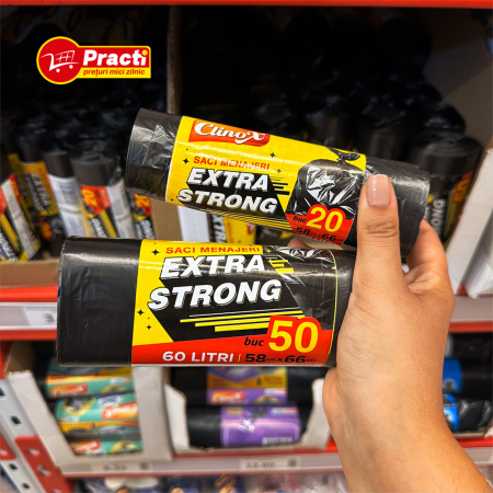 CLINOX SACI MENAJERI EXTRA STRONG 60L/20BUC HDPE NEGRI [2]