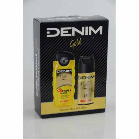  Pachete de cadouri - DENIM CASETA MEN (DEO 150ML+GEL DUS 250ML) GOLD