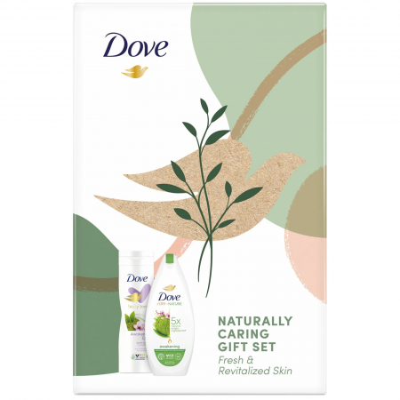  Pachete de cadouri - DOVE CASETA DAMA (GEL DUS 250ML+LAPTE DE CORP 250ML)NATURALLY