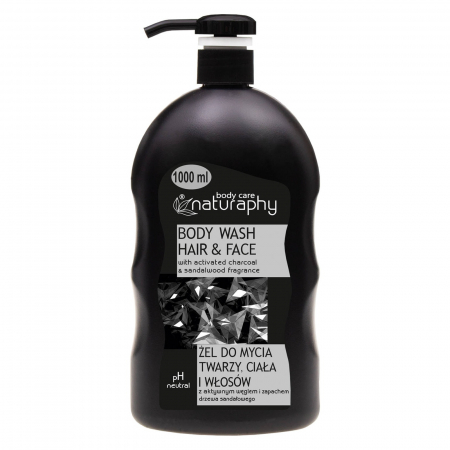  Sapun lichid, sapun - NATURAPHY GEL DUS 1000ML CU POMPITA CARBUNE PENTRU BARBATI BLACK EDITION