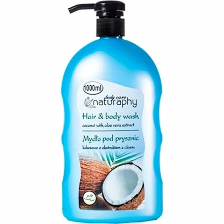  Sapun lichid, sapun - NATURAPHY GEL DUS 1000ML CU POMPITA COCOS SI ALOE VERA