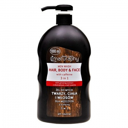  Sapun lichid, sapun - NATURAPHY GEL DUS 1000ML CU POMPITA COFEINA PENTRU BARBATI BLACK EDITION