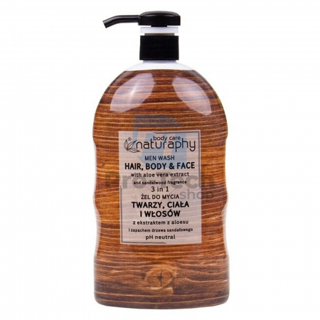  Sapun lichid, sapun - NATURAPHY GEL DUS 1000ML CU POMPITA LEMN DE SANTAL PENTRU BARBATI BLACK EDITION