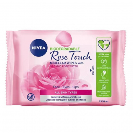  Vata demachianta - NIVEA SERVETELE DEMACHIANTE 25BUC/SET ROSE 3IN1