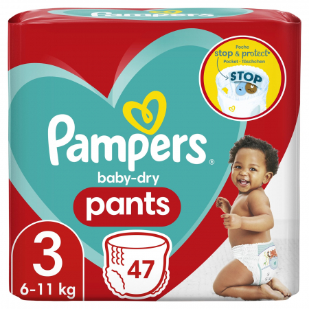 Mamici, Bebelusi - PAMPERS PANTS BABY DRY DIAPER 3 47BUC/SET 6-11KG