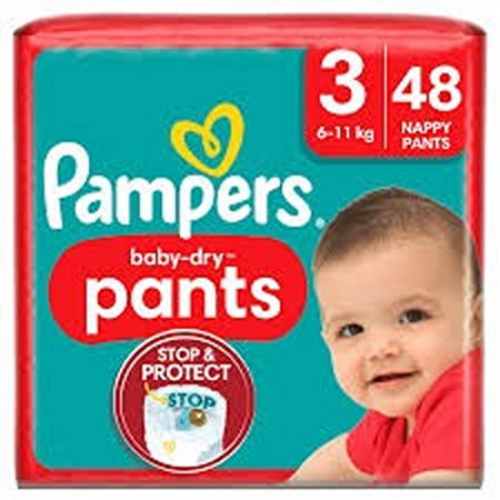 Mamici, Bebelusi - PAMPERS PANTS BABY DRY DIAPERS 3 (48BUC) 6-11KG
