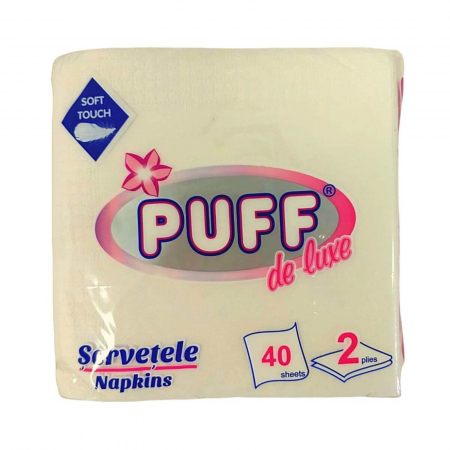  Servetel - PUFF SERVETELE DELUXE 2STRATURI 33*33CM 40BUC/SET CREM