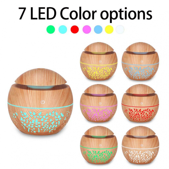 Umidificator si Difuzor de Arome Terapeutice pentru casa birou sau masina - Aromaterapie - cu lumini ambientale si 7 culori LED - 130 ml [3]