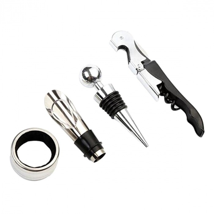 Set Cadou "Accesorii Vin, 4 piese" in cutie estetica, culoare Neagra [2]