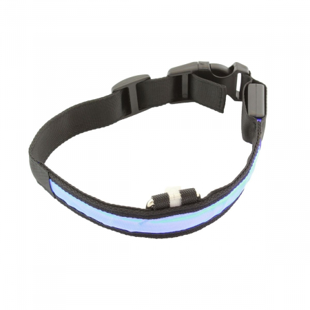 Casa si Gradina - Zgarda iluminata cu LED pentru caine sau pisica, culoare Albastra, AVX-AG232A