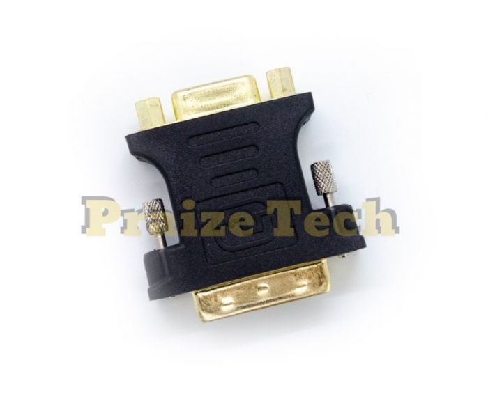 Adaptor DVI-I 24+5 PIN Tata - VGA HD15 Mama, Model Negru - pentru Monitor, Proiector, Sisteme Video DVI-I  [2]