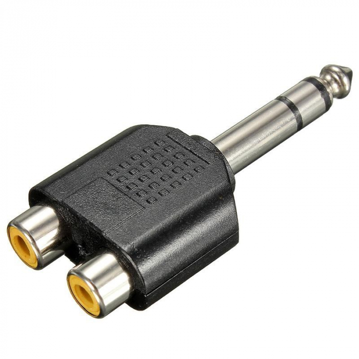 Adaptor Jack 6.3mm Tata – 2xRCA Mama, Model Negru, pentru Sisteme Audio [2]