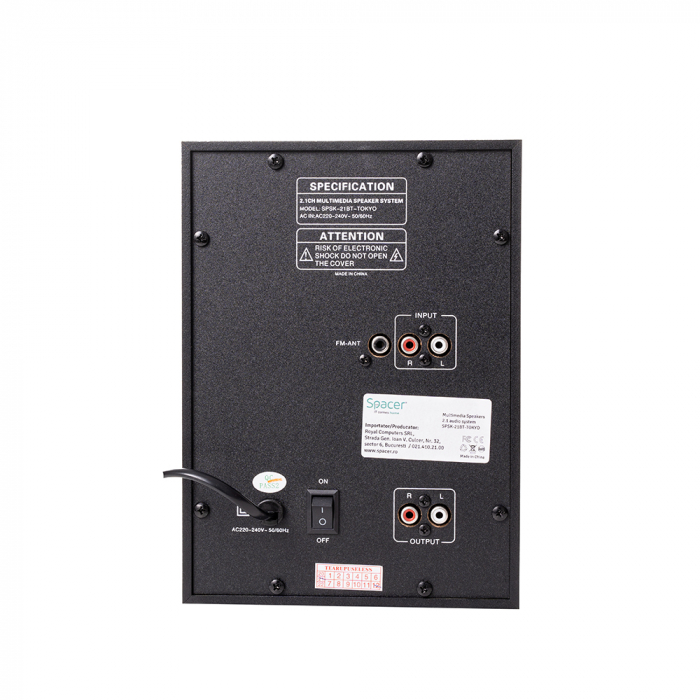 Boxe 2.1 Spacer, BT Tokyo, 20W(2X5W+10W), USB – Bluetooth si Jack [5]