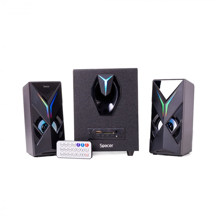 Boxe 2.1 Spacer, BT- Hurricane, 14W(2X3W+8W), USB – Bluetooth si Jack [2]
